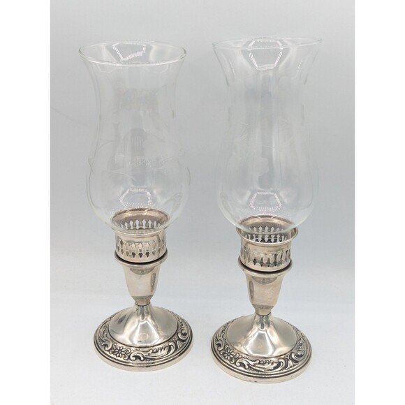 Towle Sterling Silver (weighted) 512 Candle Holders/Candlesticks with Globes